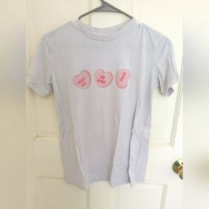 Target Women's Tshirt Top Be My Valentine Pink Gray Heart Size Small S Cotton